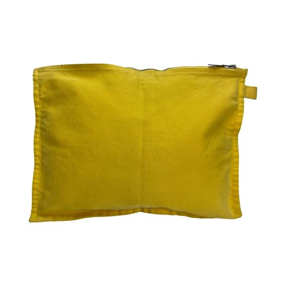 Hermès Bora Bora GM Pouch Yellow Canvas Travel Clutch Authentic Large Size - Picture 6 of 14
